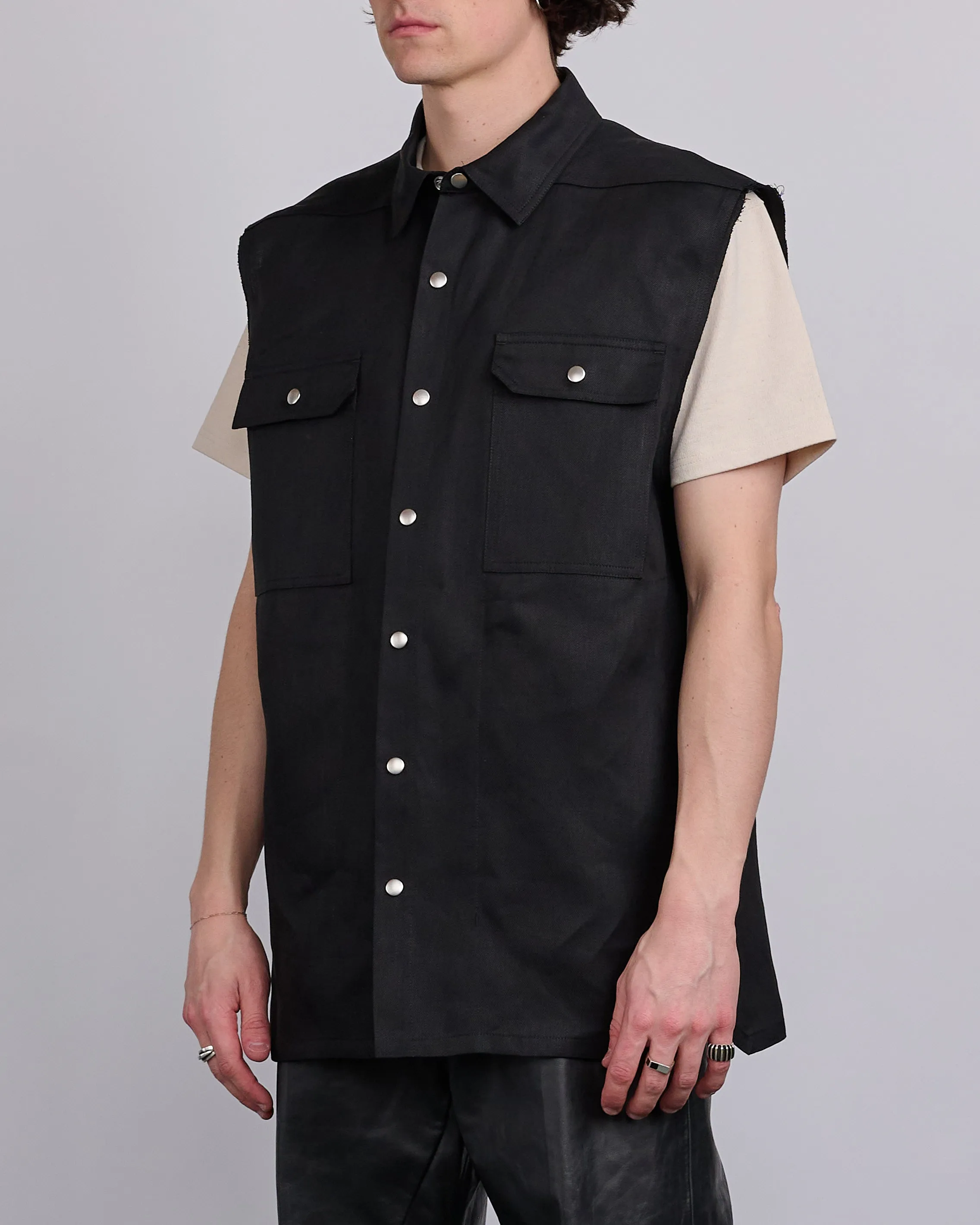 Rick Owens Runway Jumbo SL Outershirt Linen Twill Black