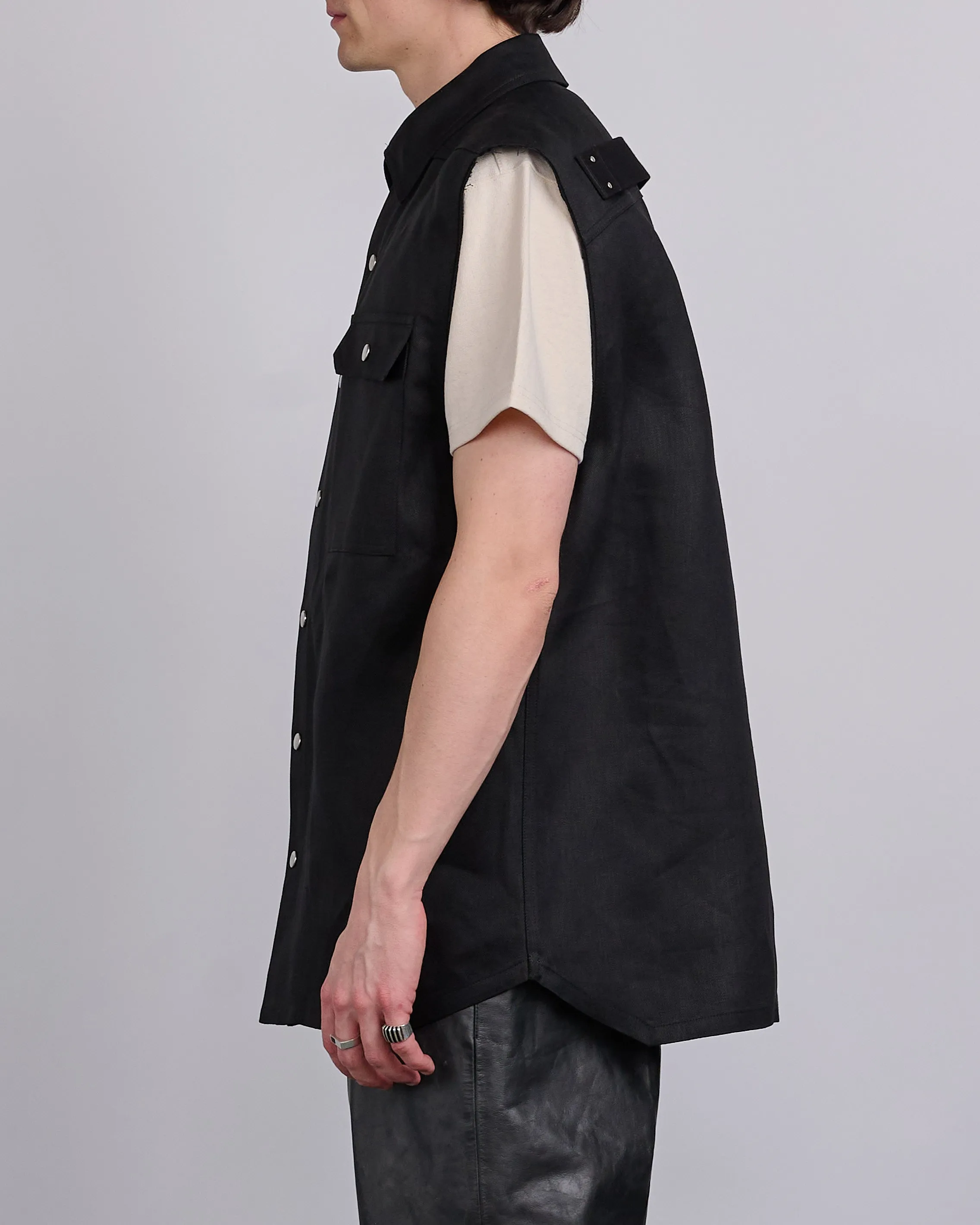 Rick Owens Runway Jumbo SL Outershirt Linen Twill Black