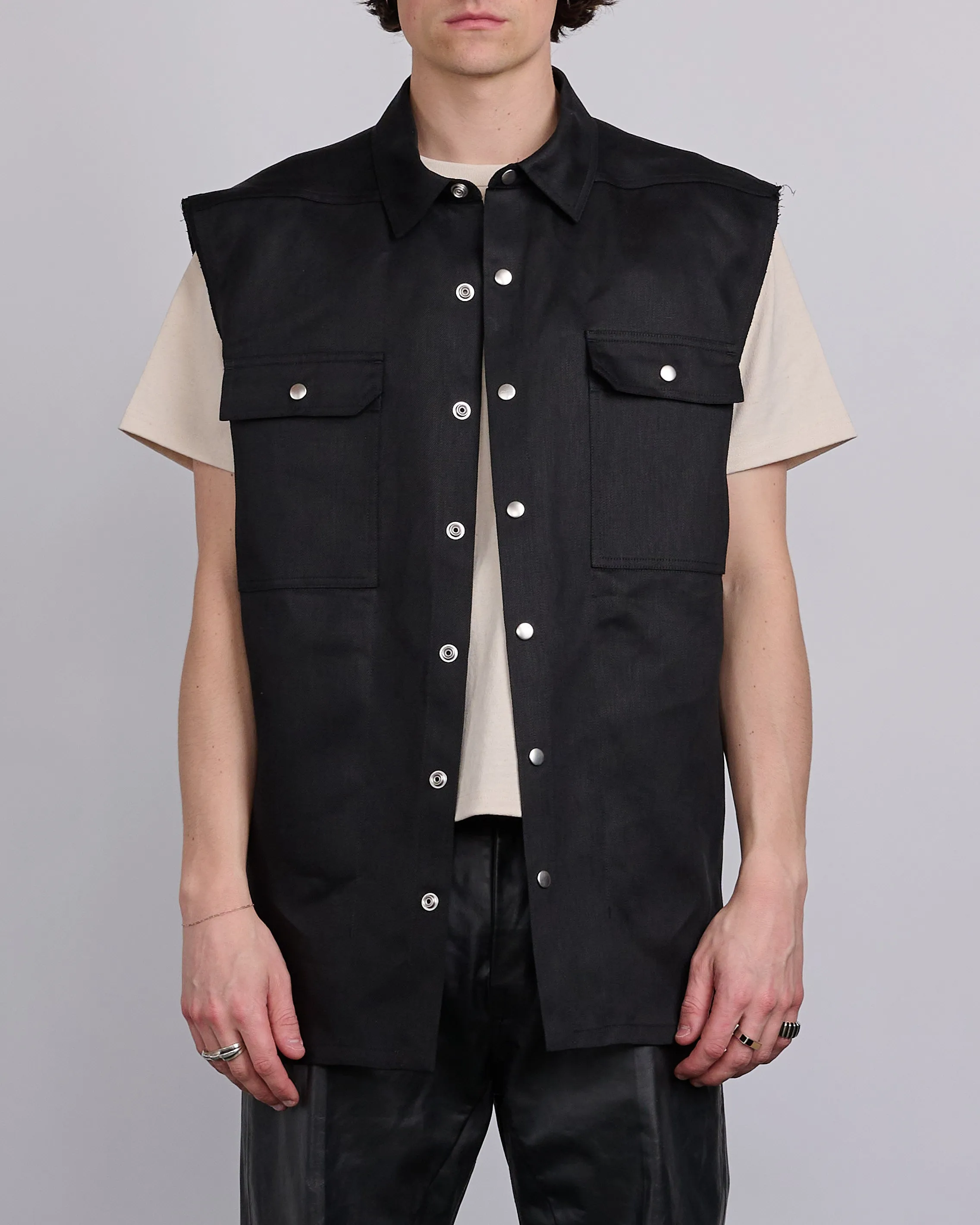 Rick Owens Runway Jumbo SL Outershirt Linen Twill Black