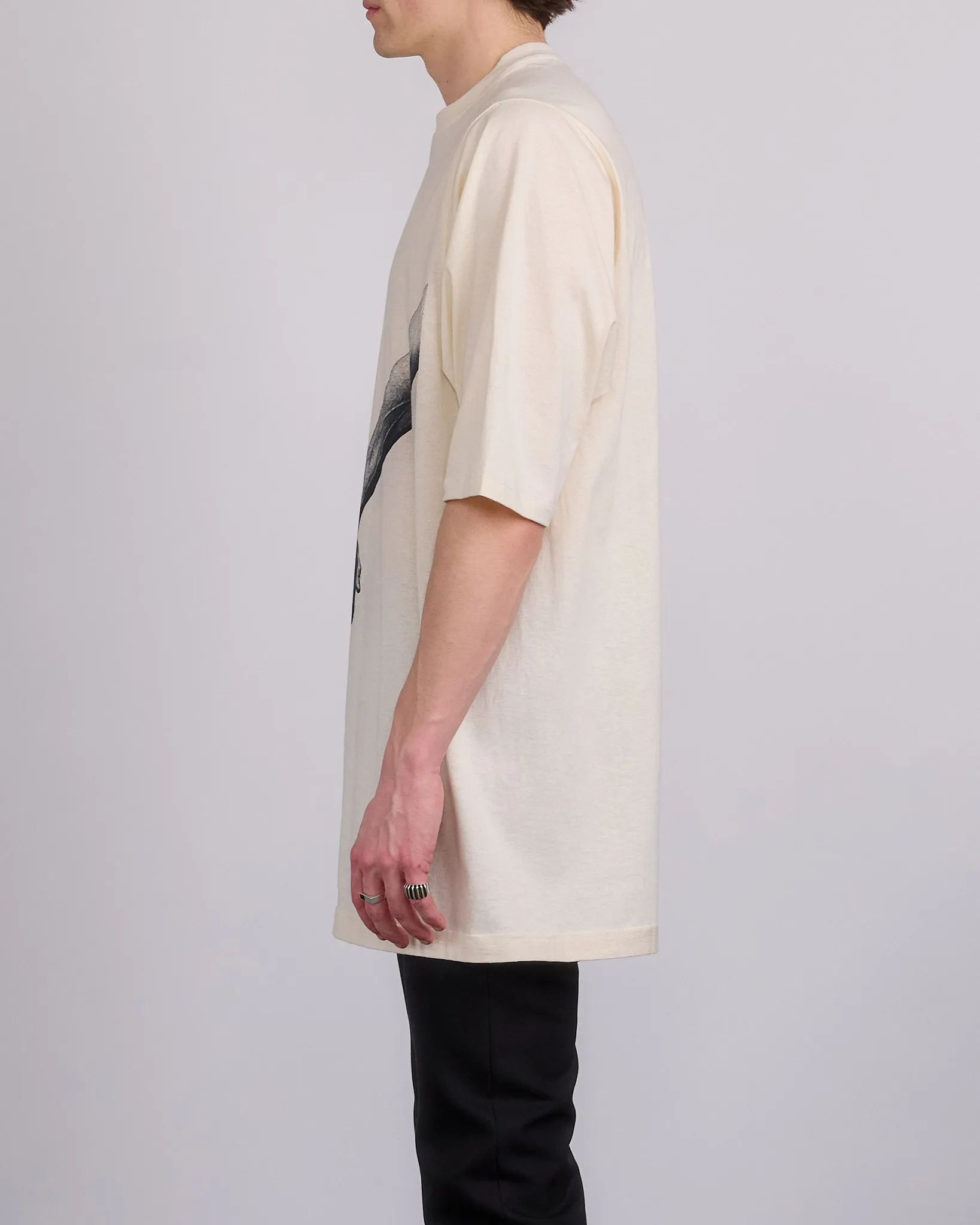 Rick Owens Runway Jumbo T-Shirt United Print Natural Black