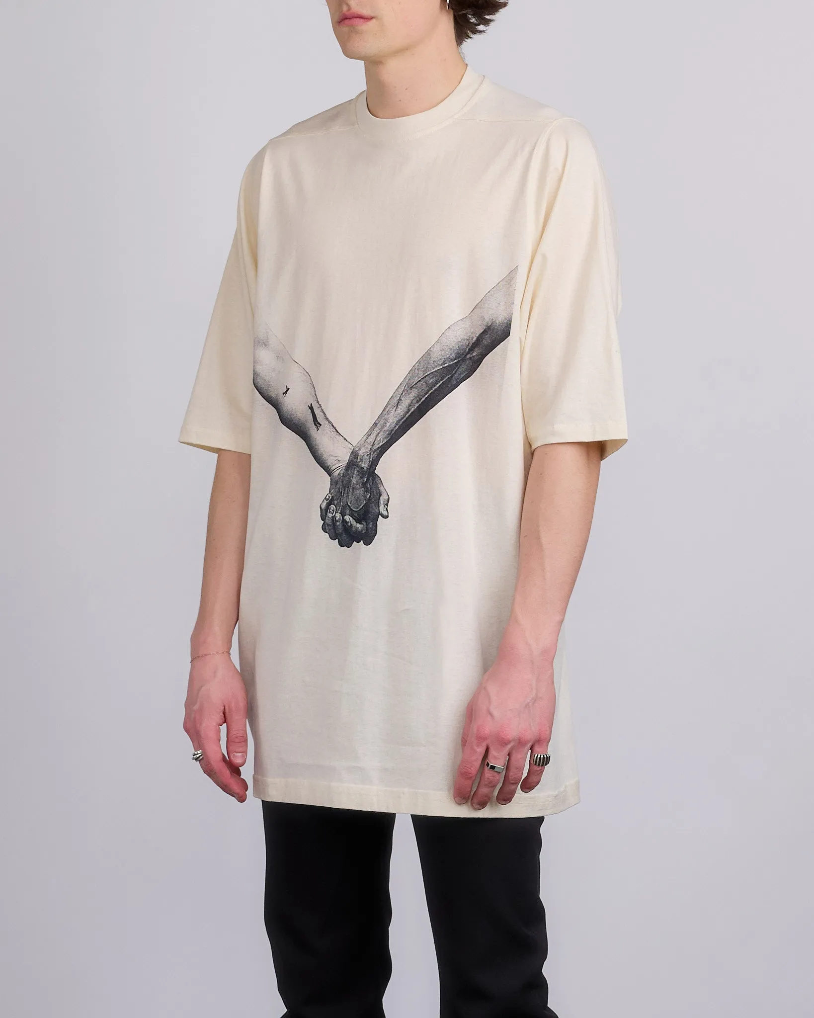 Rick Owens Runway Jumbo T-Shirt United Print Natural Black