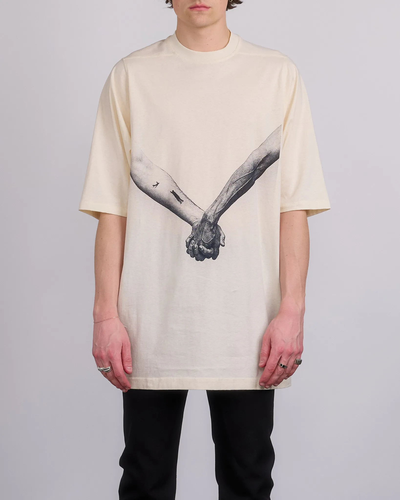 Rick Owens Runway Jumbo T-Shirt United Print Natural Black