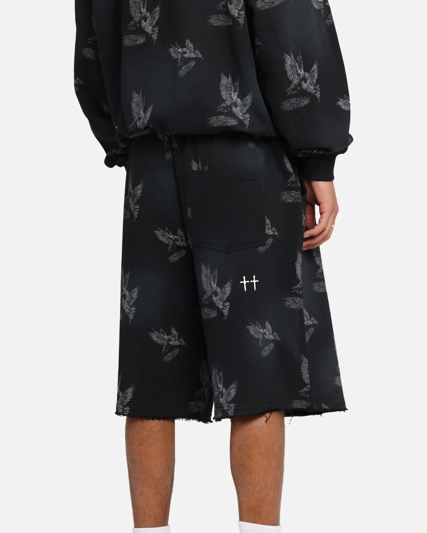 Saint Morta Doves Baggy Sweat Shorts Vintage Black