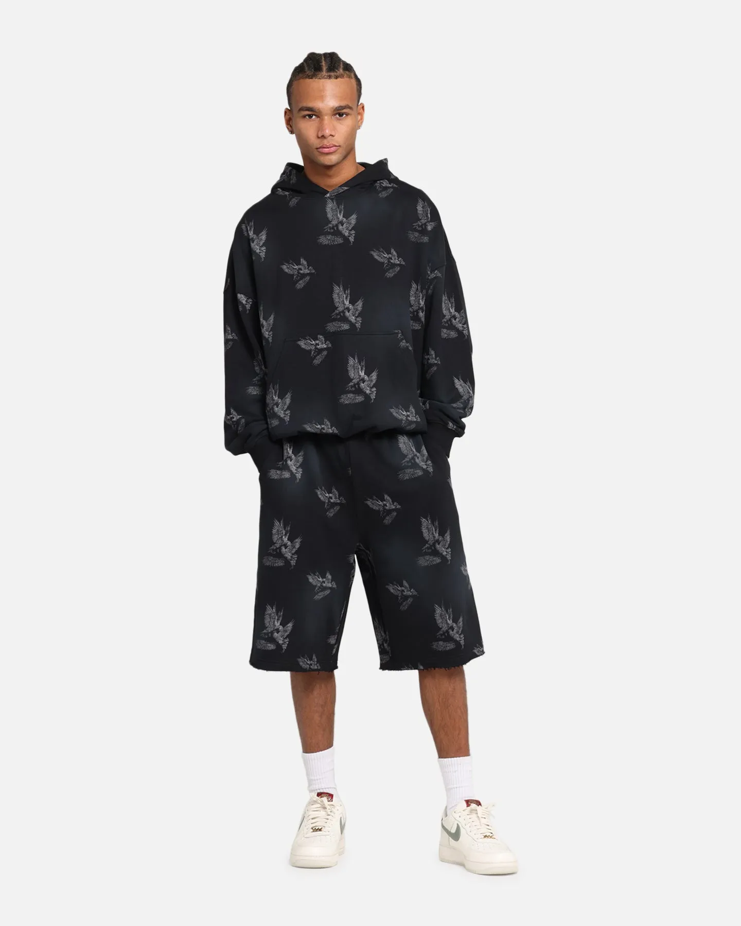Saint Morta Doves Baggy Sweat Shorts Vintage Black