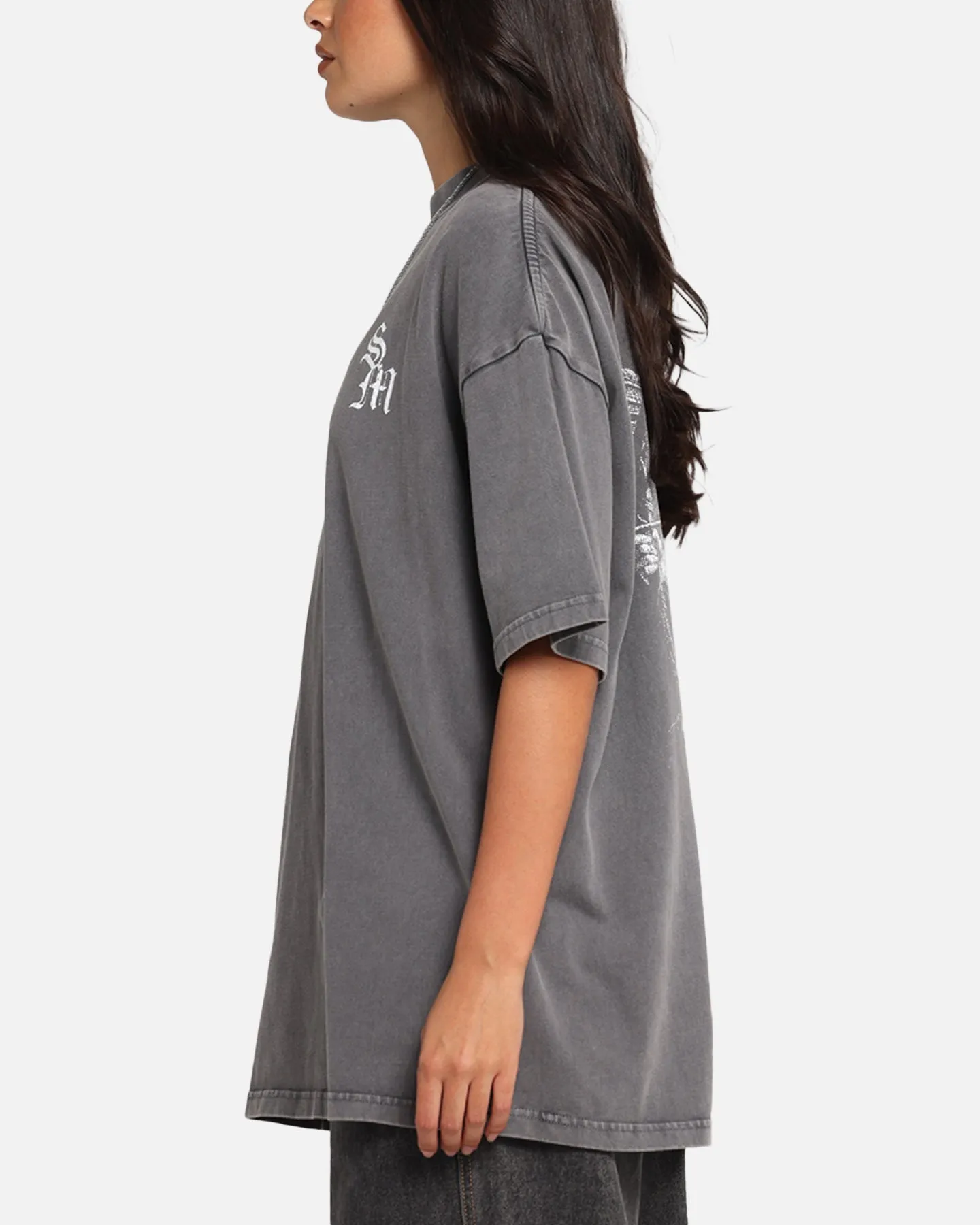 Saint Morta Redemption Mock Neck T-Shirt Washed Charcoal
