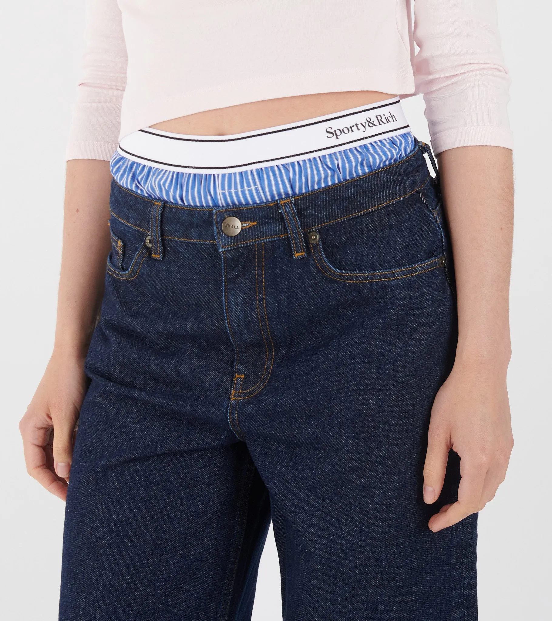Serif Logo Boxer Blue Striped