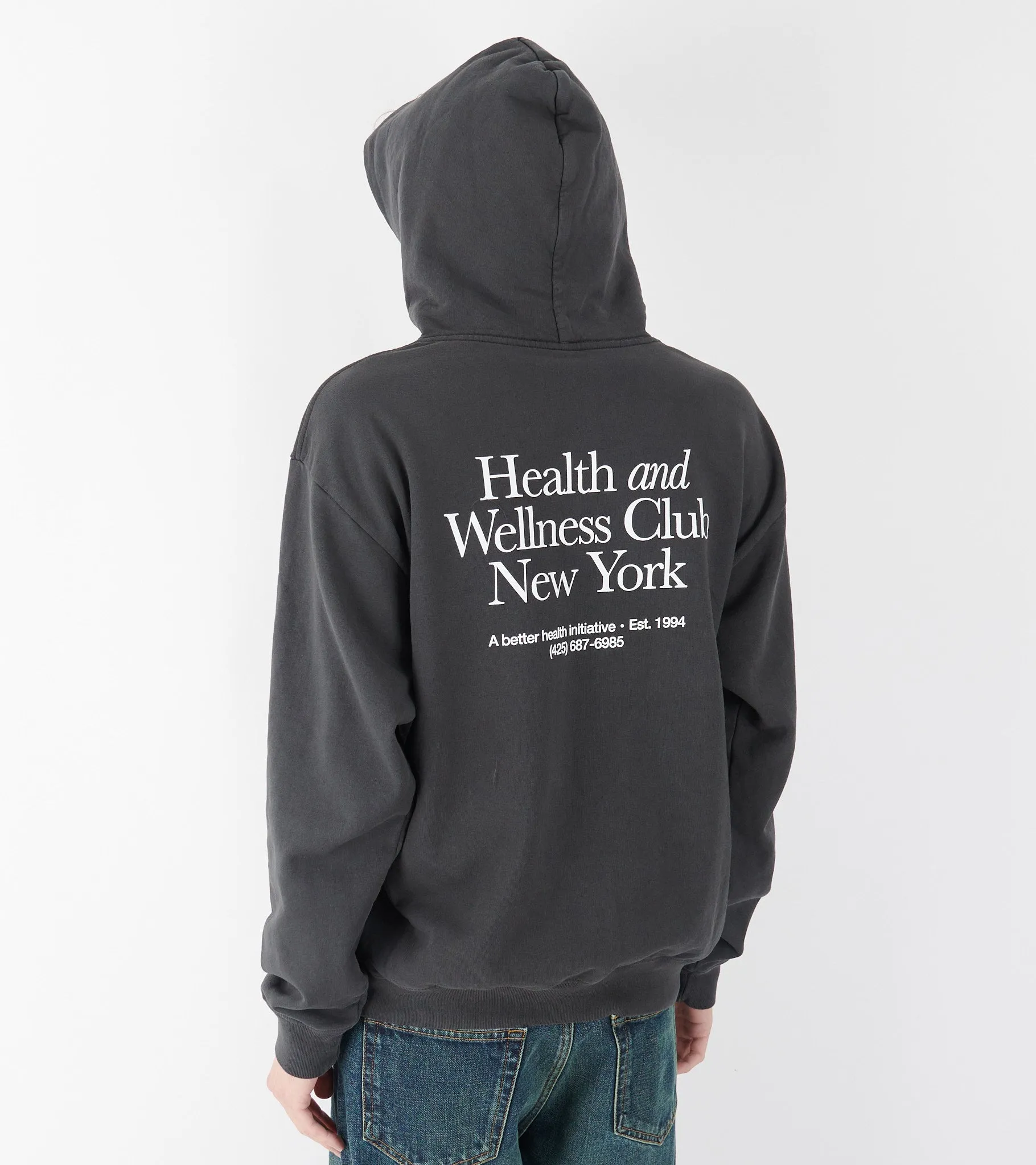 Serif Logo Hoodie Faded Black/White