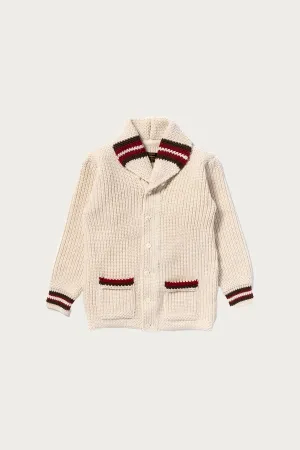 Striped Shawl Collar Cardigan - Ecru