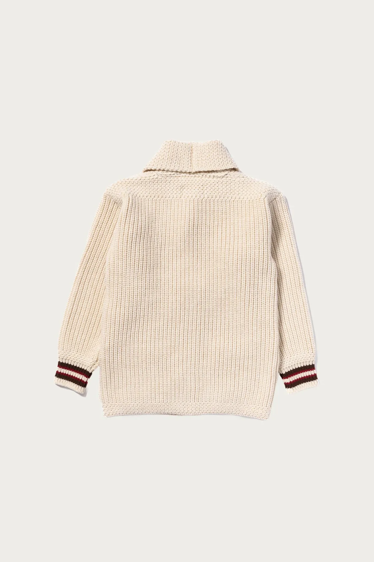 Striped Shawl Collar Cardigan - Ecru