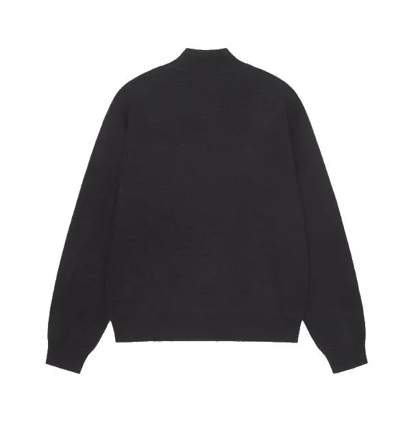 STSSY HALF ZIP MOCK NECK SWEATER BLK