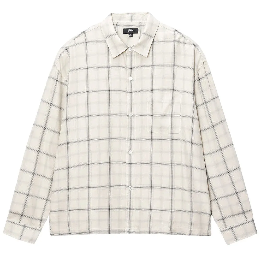 STSSY SHADOW PLAID RAYON SHIRT // NATURAL