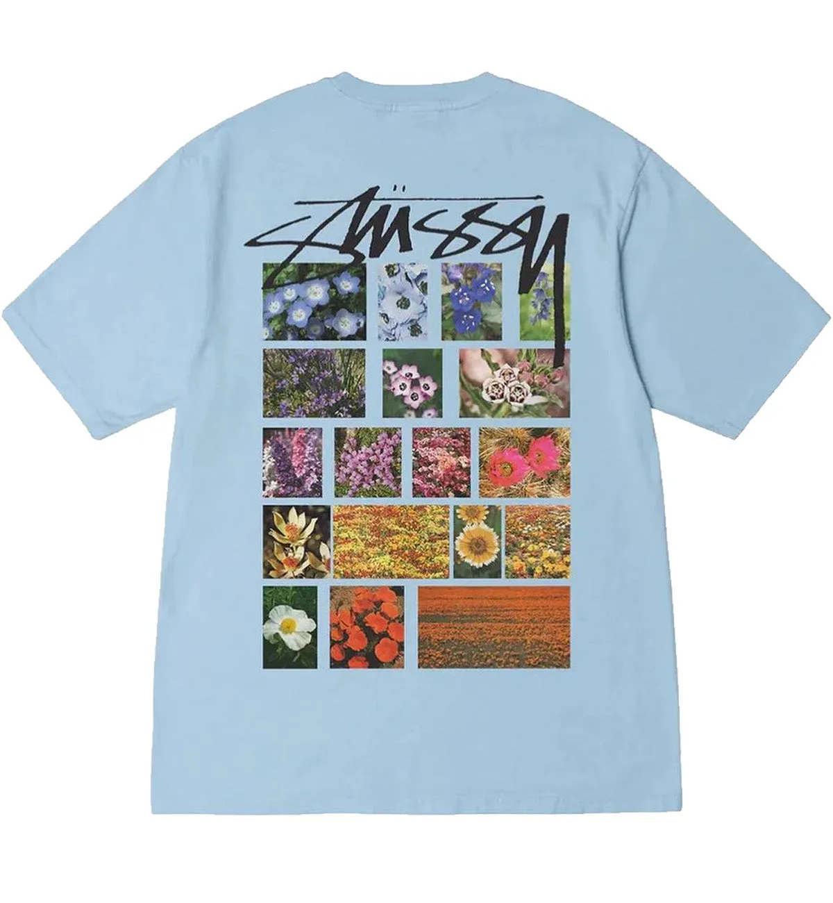 Stussy Flower Grid Pigment Dyed Tee (Blue)
