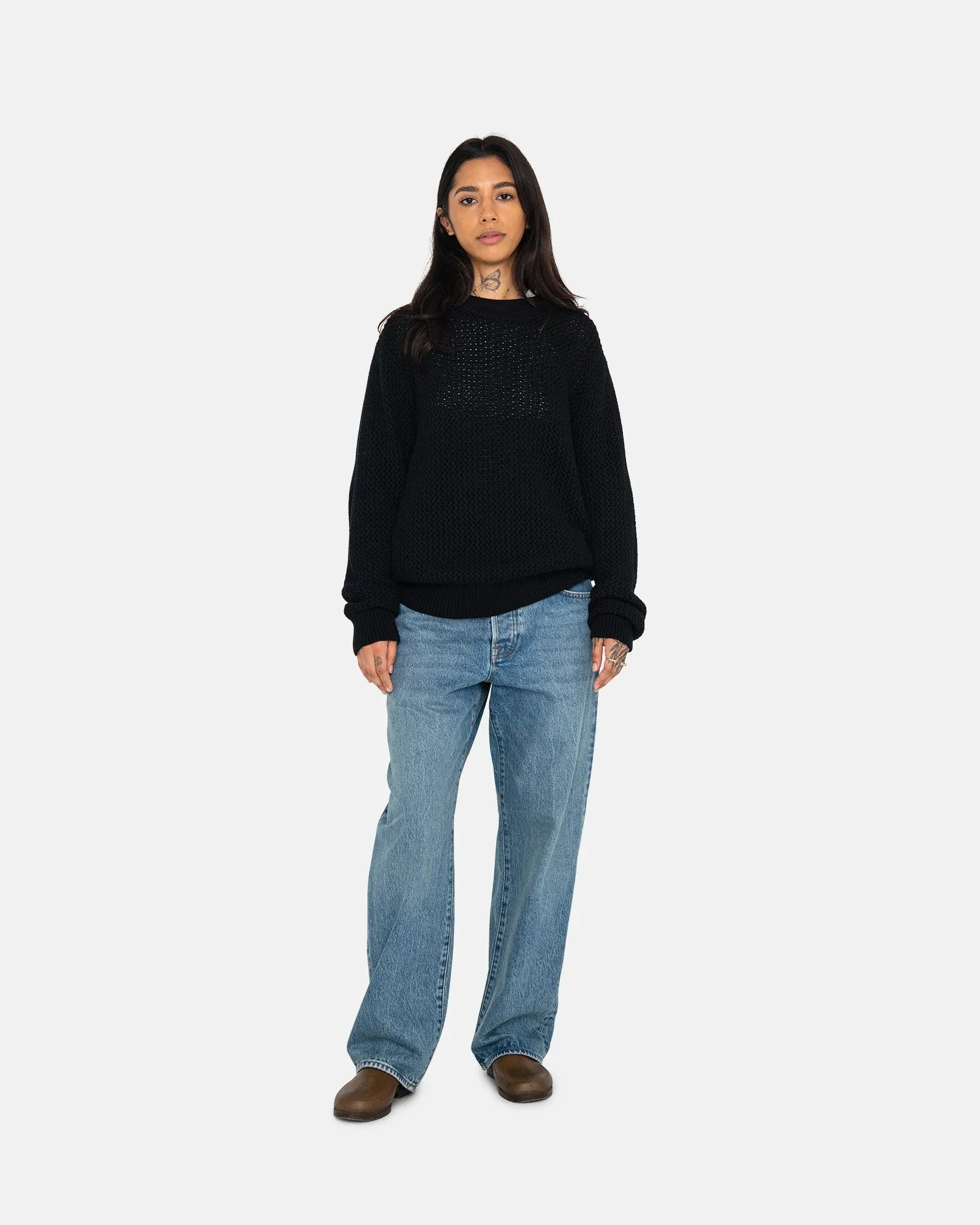 Stussy Loose Gauge Pigment Dyed Sweater // Black
