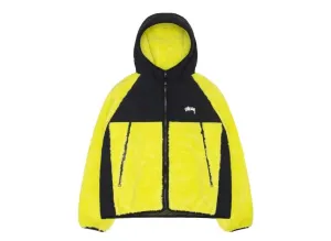 STUSSY POLAR SHERPA PANELED HOODED JACKET LIME