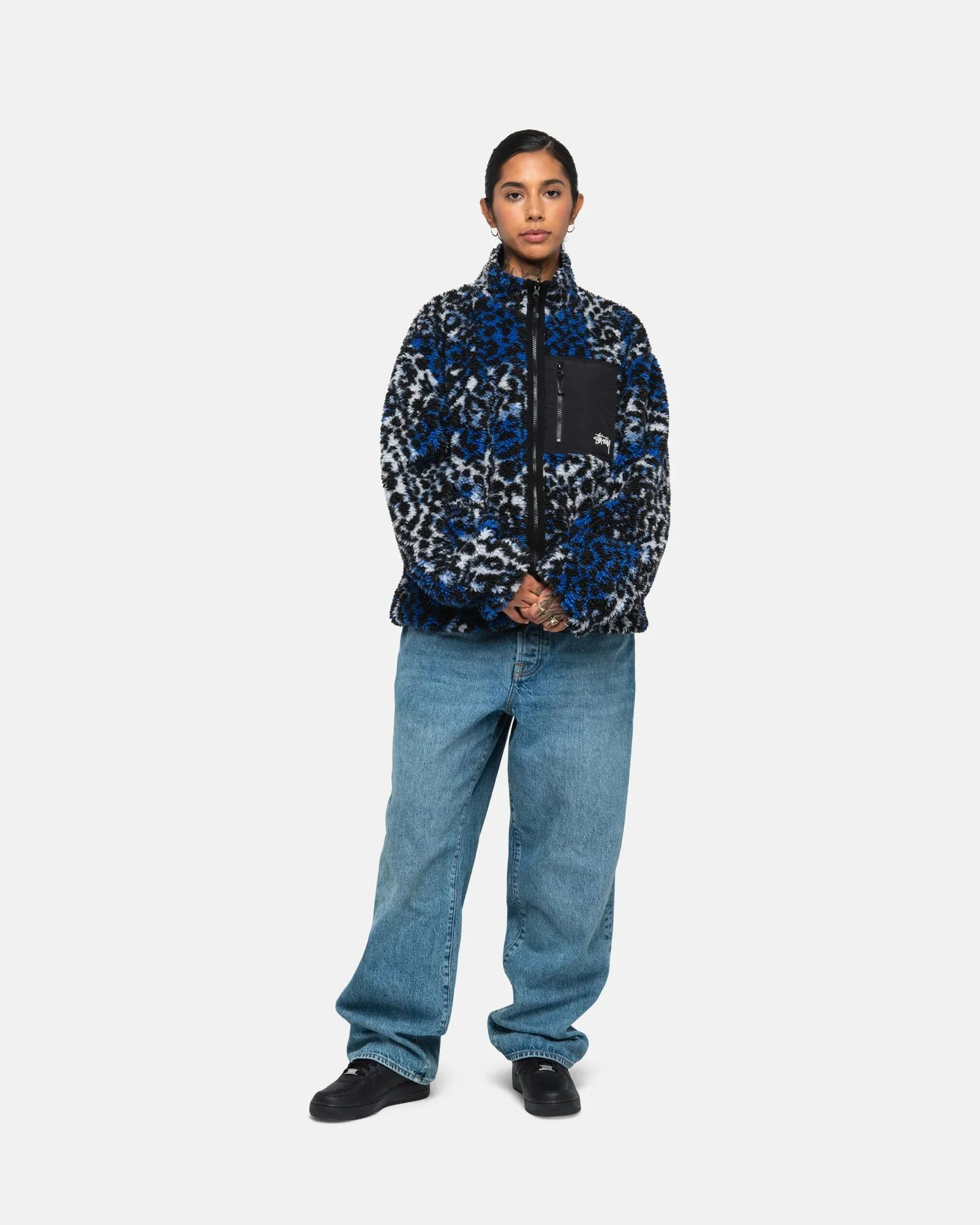 Stussy  Sherpa Reversible Jacket // Blue Leopard