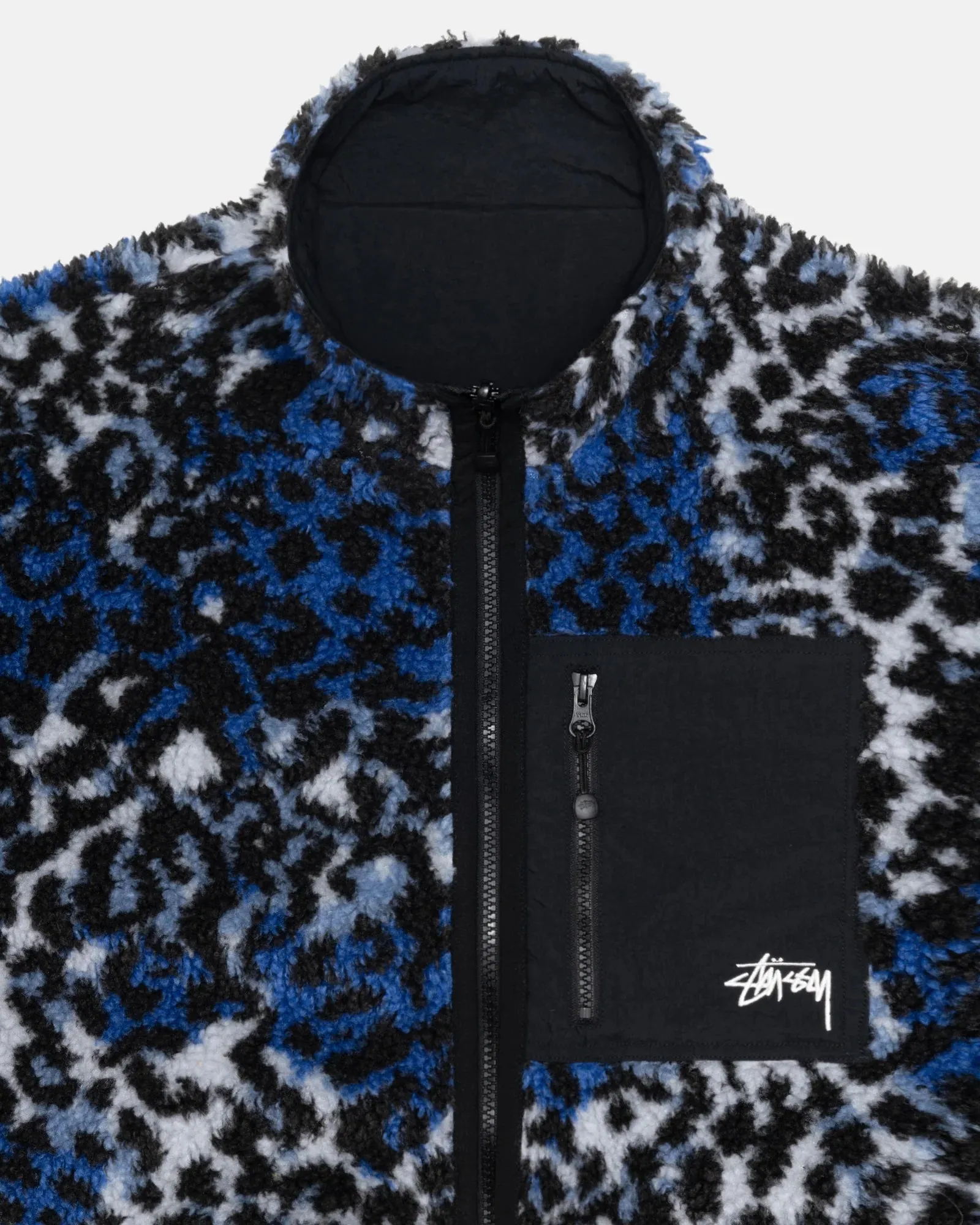 Stussy  Sherpa Reversible Jacket // Blue Leopard