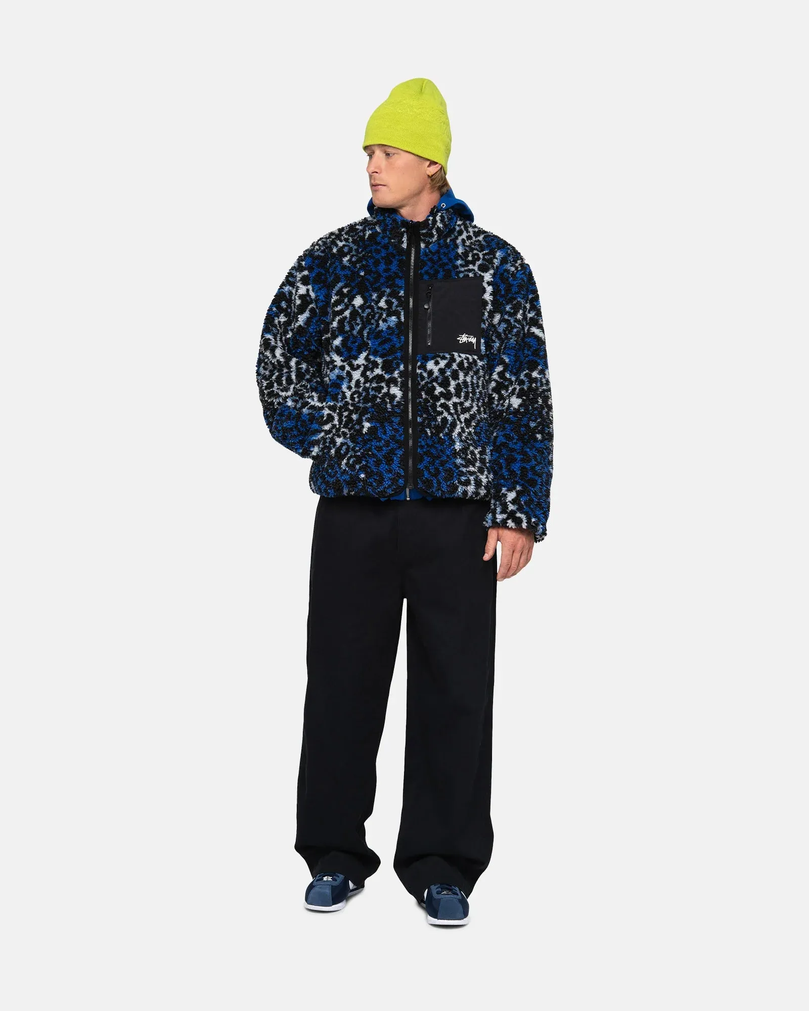 Stussy  Sherpa Reversible Jacket // Blue Leopard