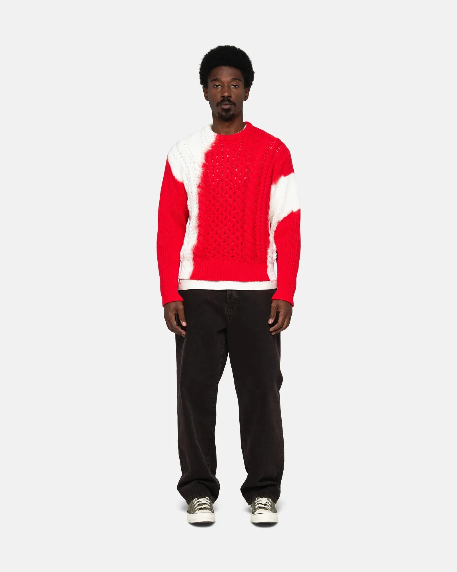 Stussy Tie Dye Fisherman Sweater // Red
