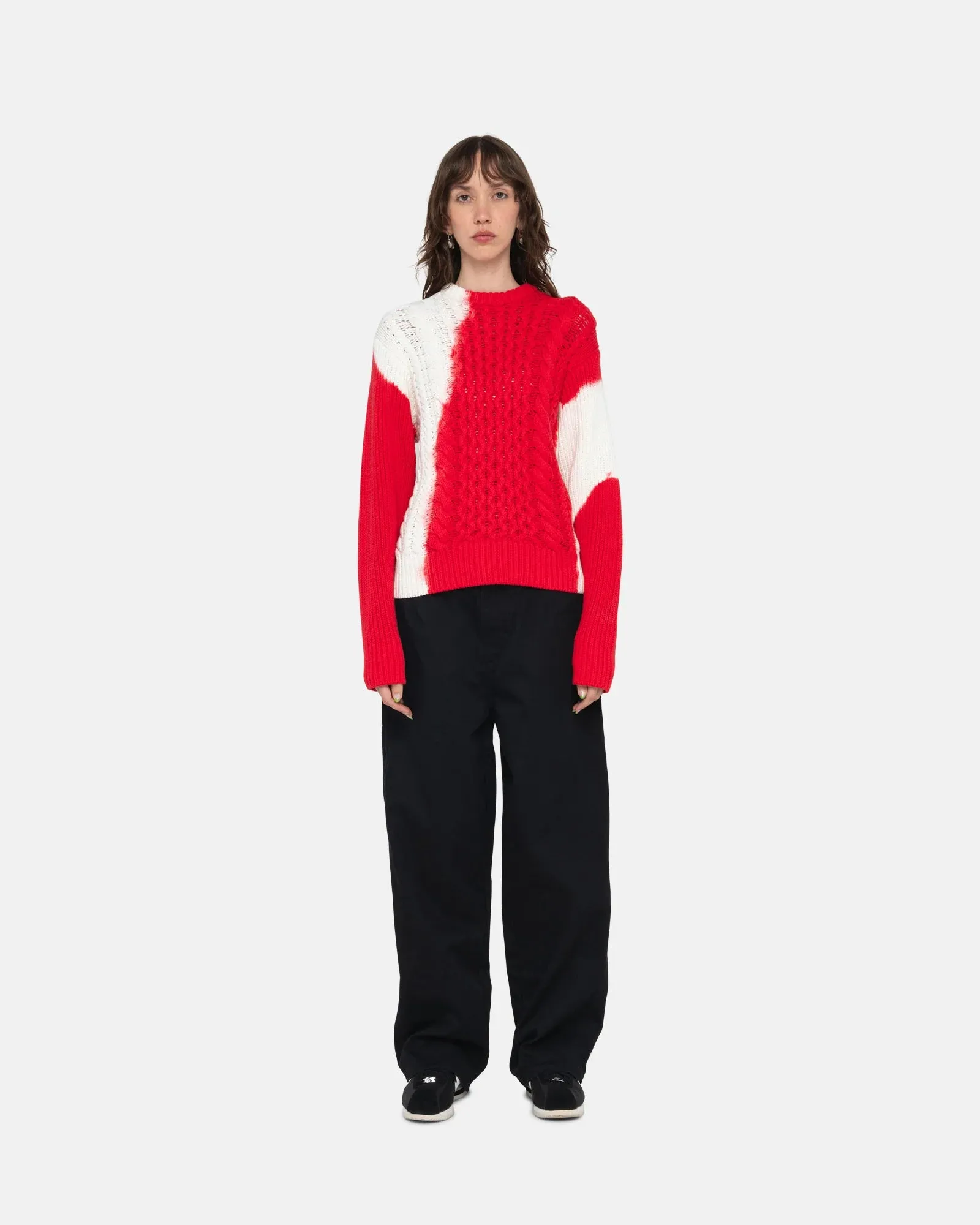 Stussy Tie Dye Fisherman Sweater // Red