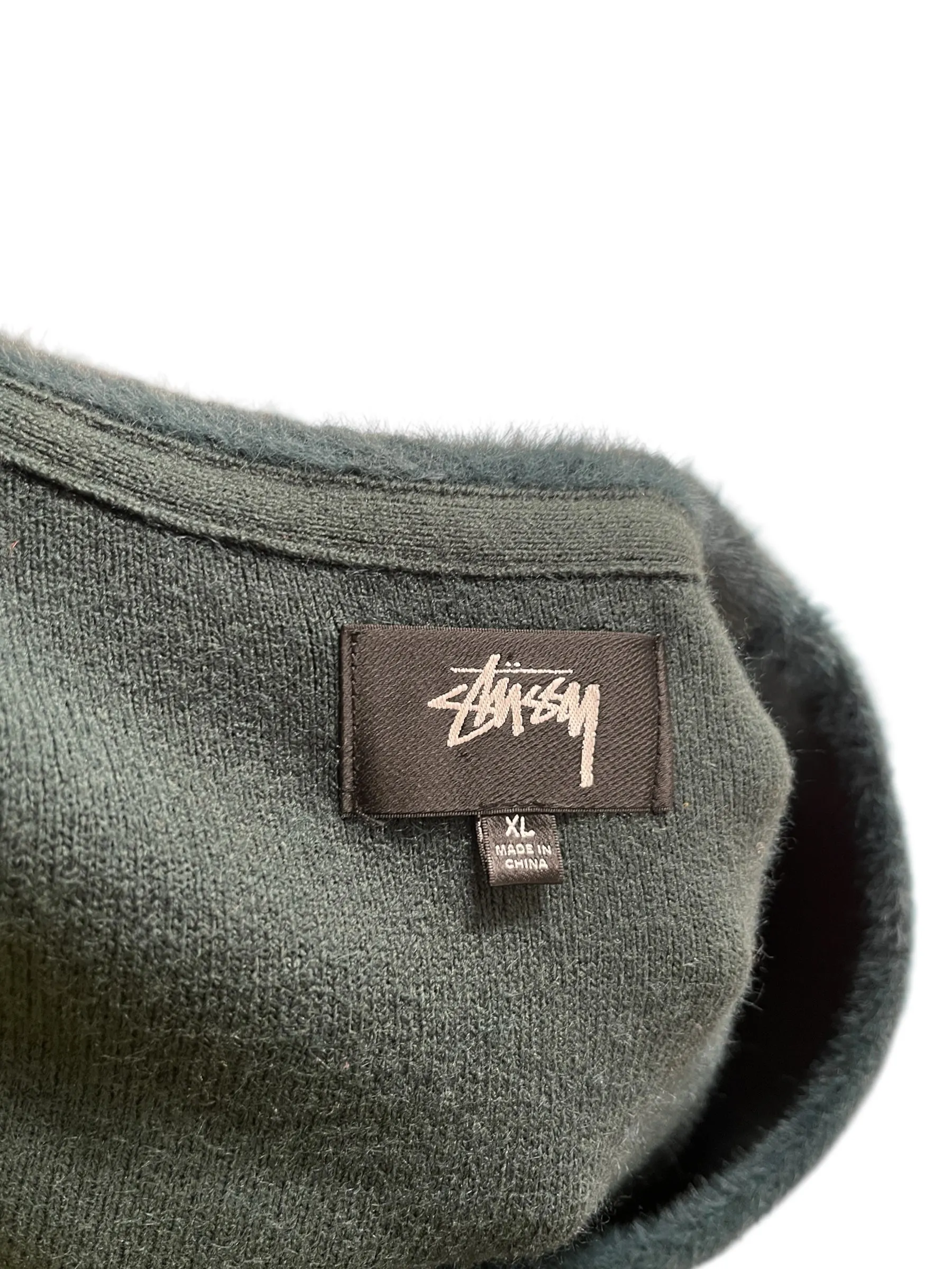 STUSSY/Cardigan/XL/Cotton/GRN/GREEN SWEATER