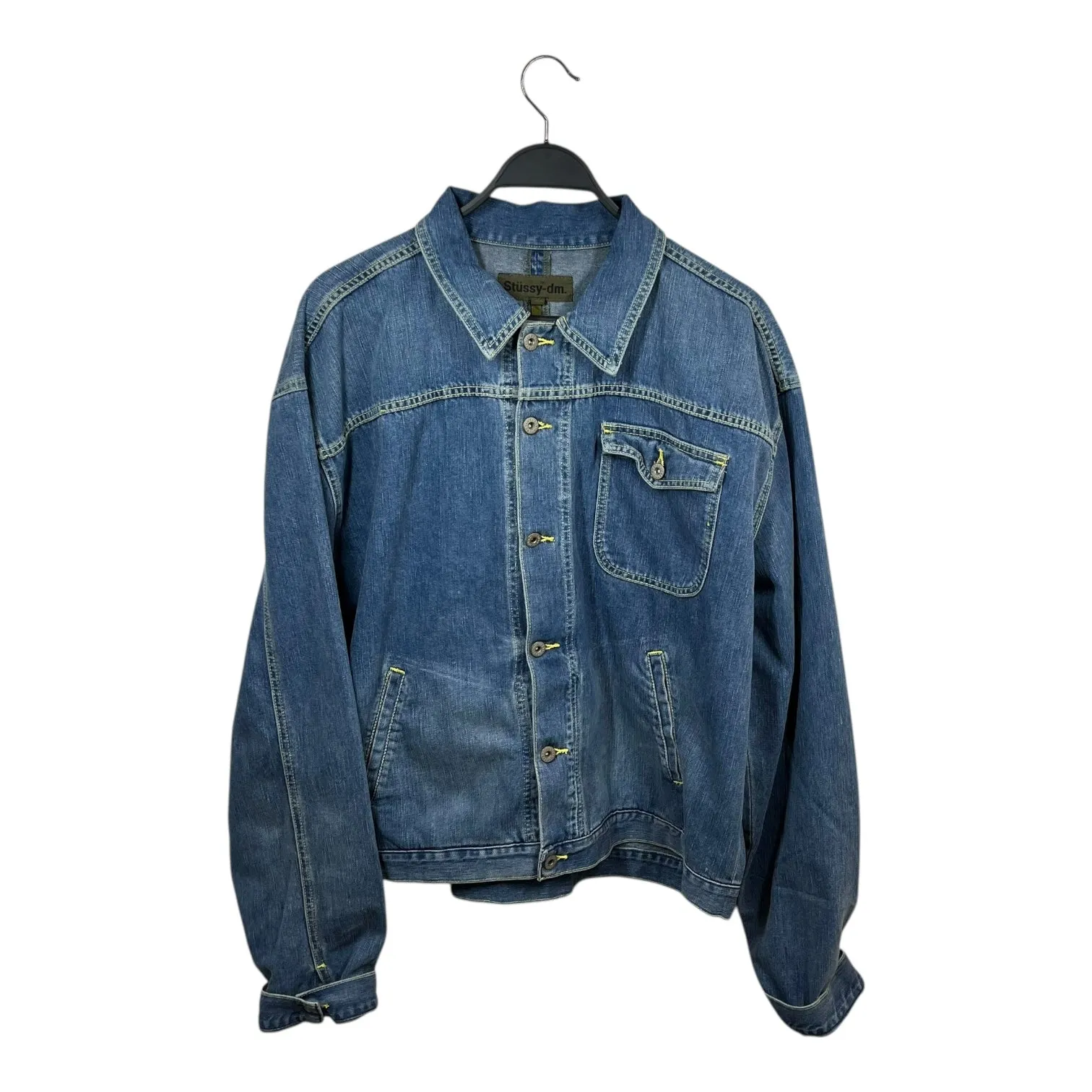 STUSSY/Denim Jkt/Cotton/BLU/denim yellow stitch