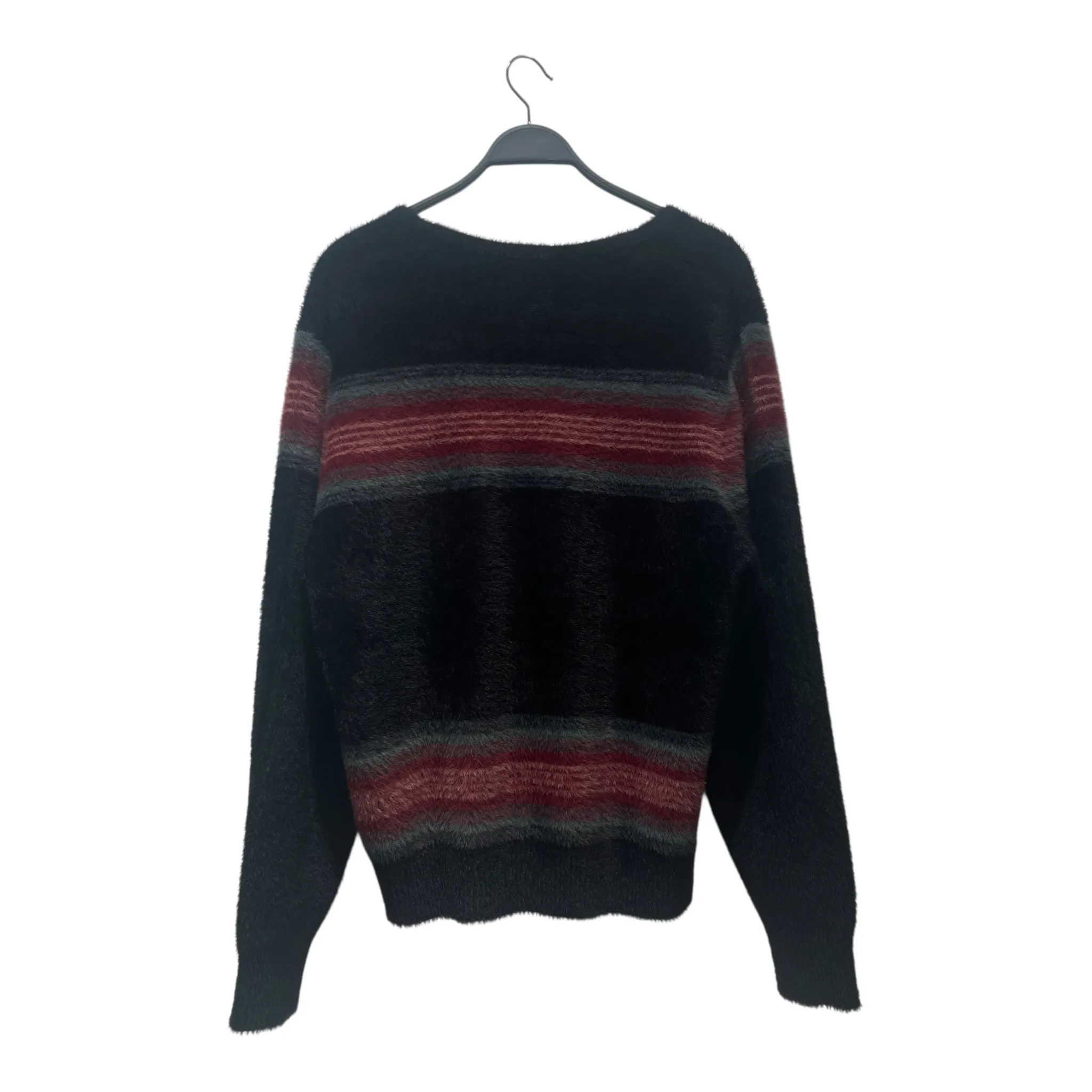 STUSSY/Heavy Cardigan/M/Stripe/Polyester/BLK/
