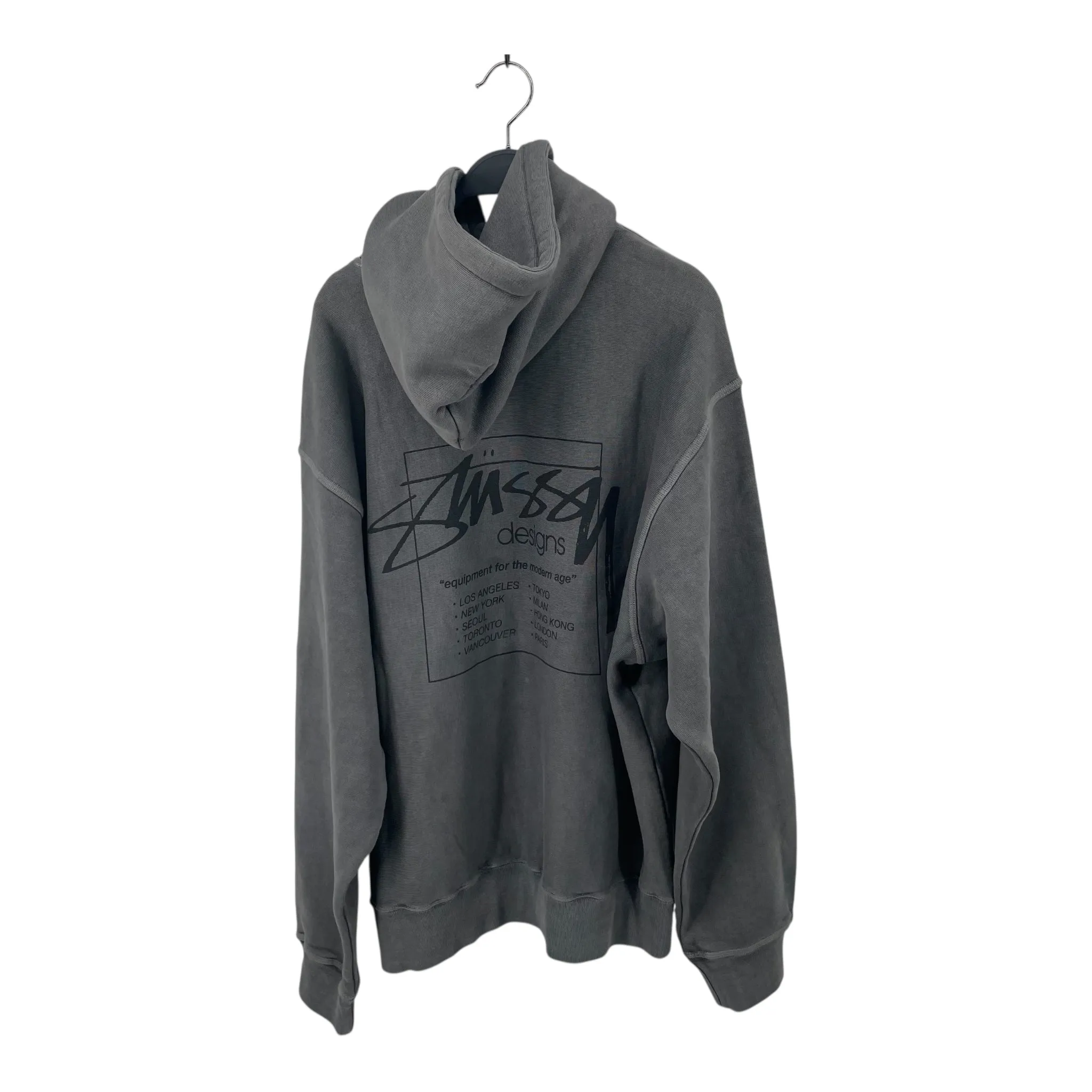 STUSSY/Hoodie/XL/Cotton/GRY/STUSSY DESIGNS