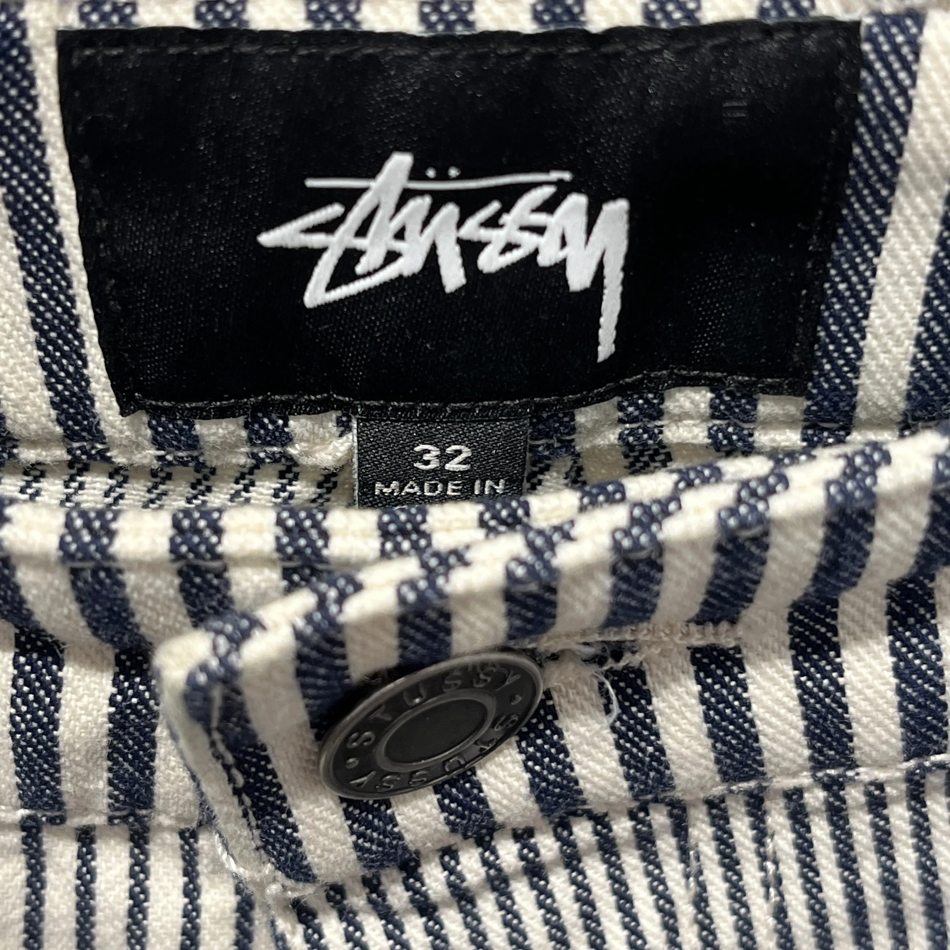 STUSSY/Straight Pants/32/Cotton/NVY/Stripe/Striped Doubleknee Painters