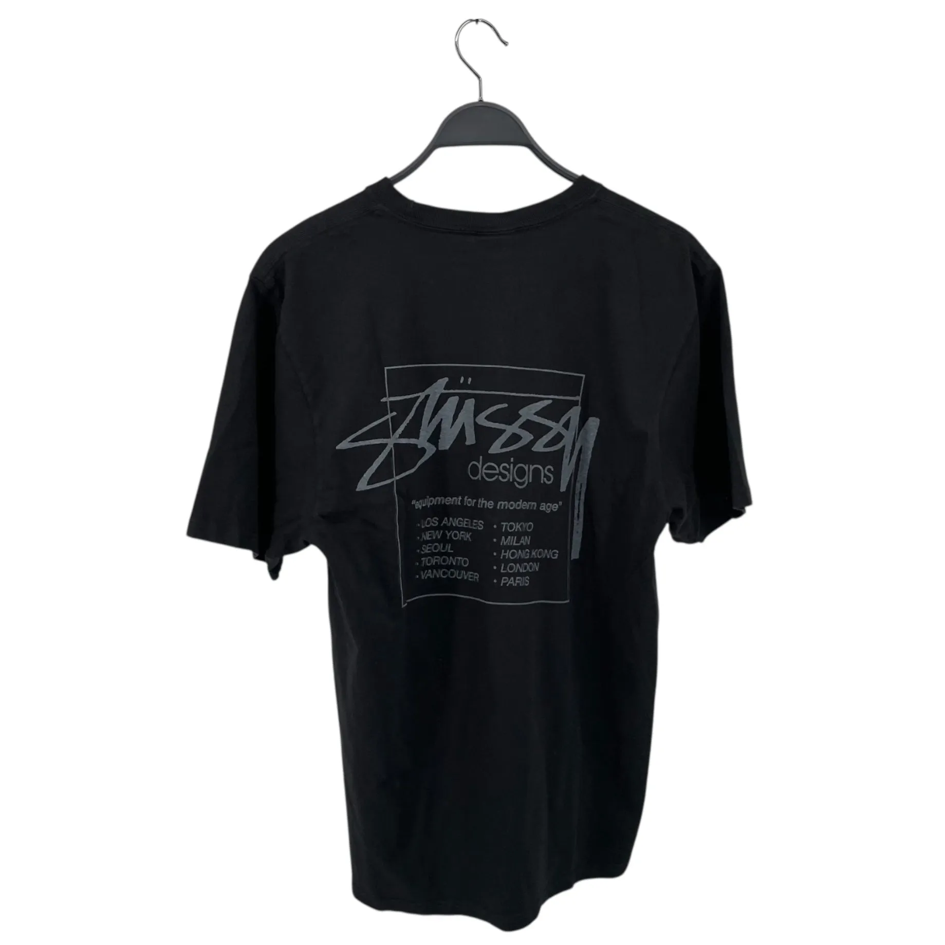 STUSSY/T-Shirt/M/Cotton/BLK/STUSSY DESIGNS