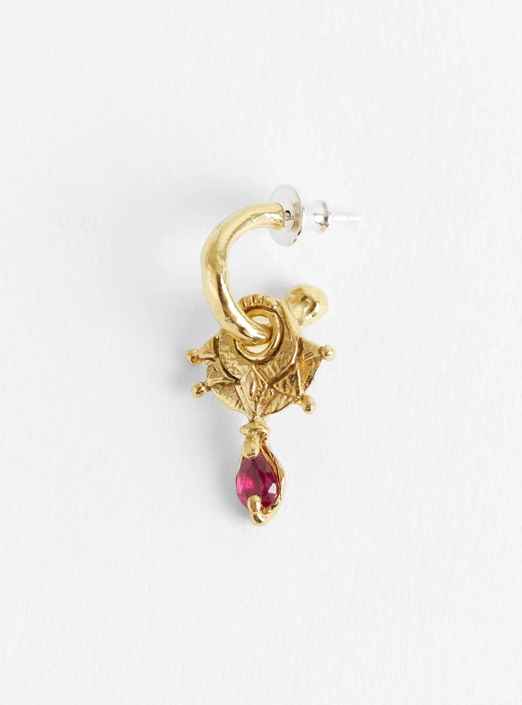 The Pierrot Tomb Charm Hoop Ruby