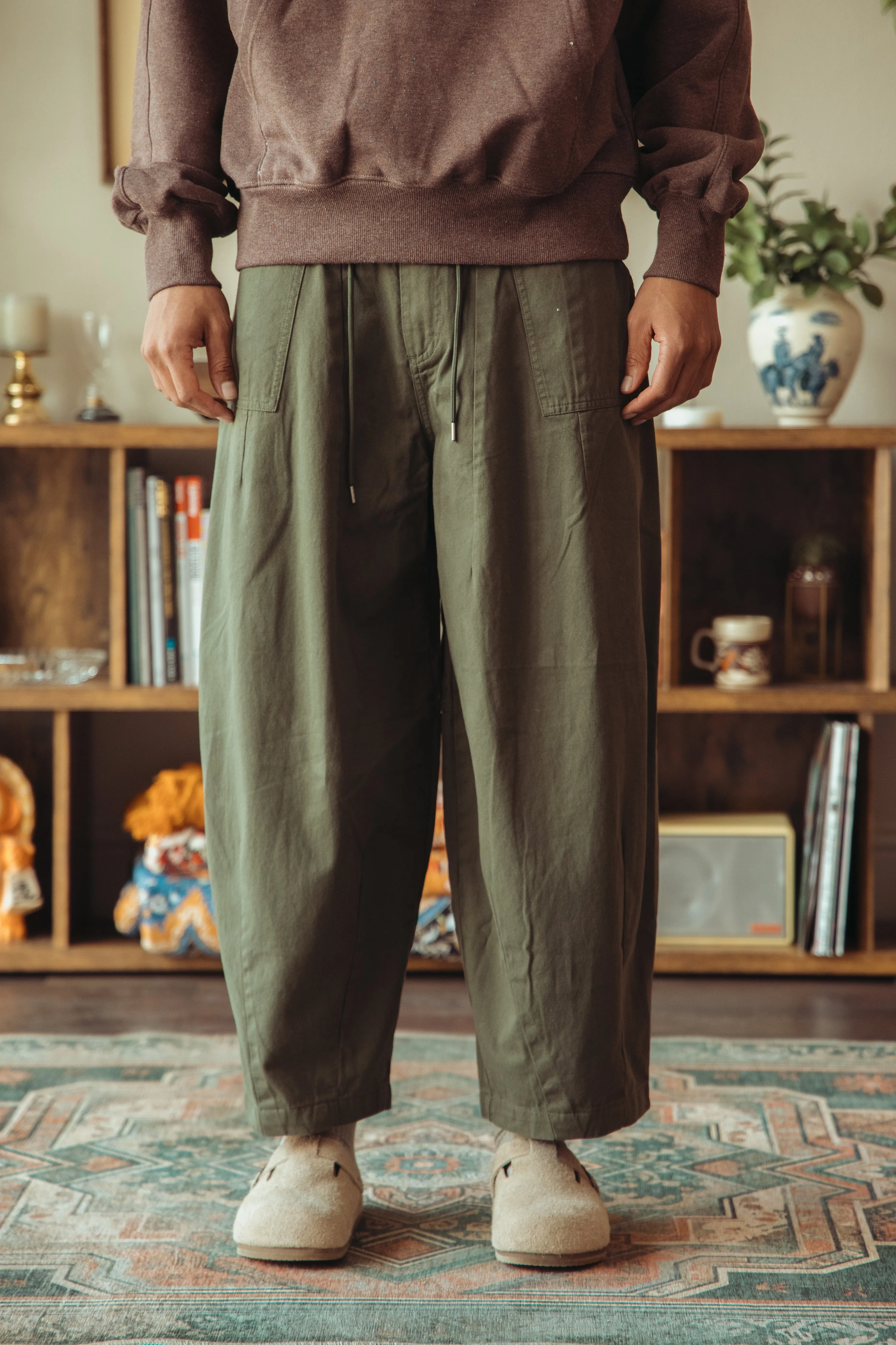 Twill Balloon Pants - Olive