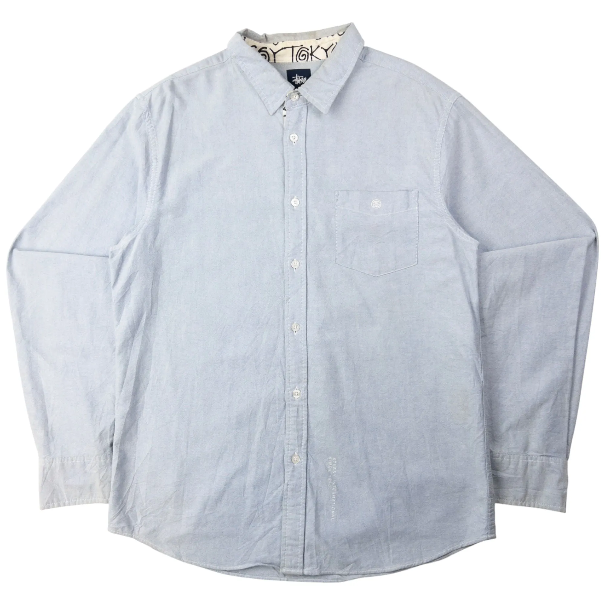 Vintage Stussy Long Sleeve Button Up Shirt Size L