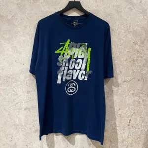 WF 2000s Stussy Old Skool Navy T Shirt Size L