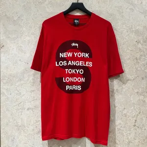 WF 2000s Stussy World Tour S Logo T Shirt Size L