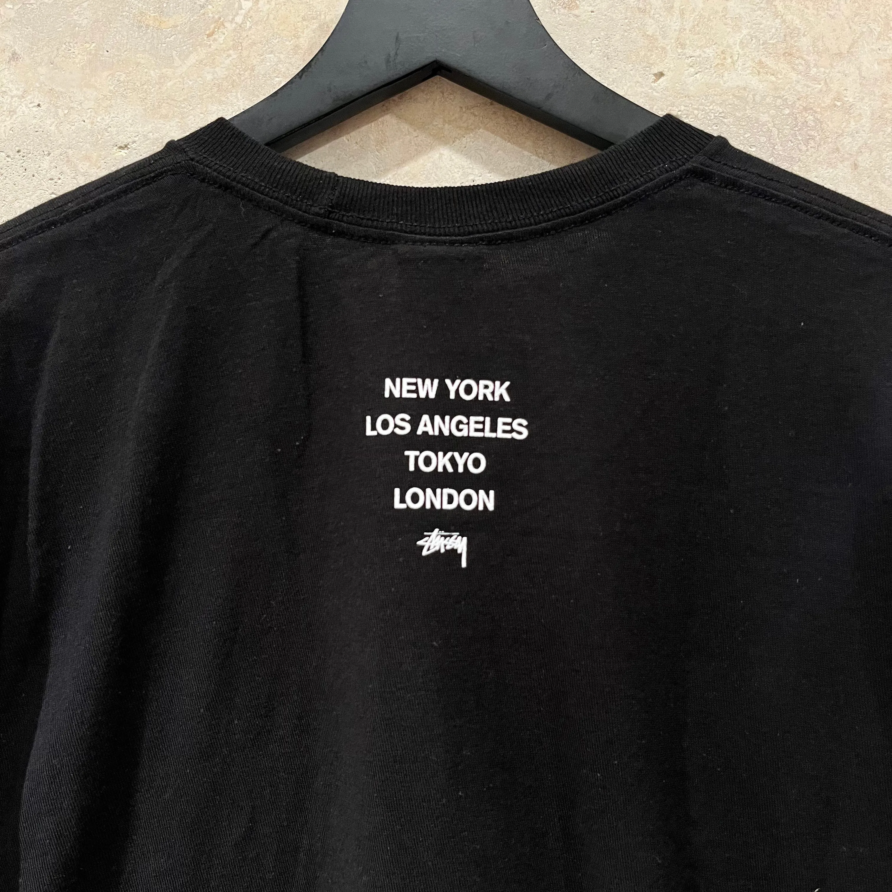 WF 2010s Stussy No4 Black T-Shirt Size XL